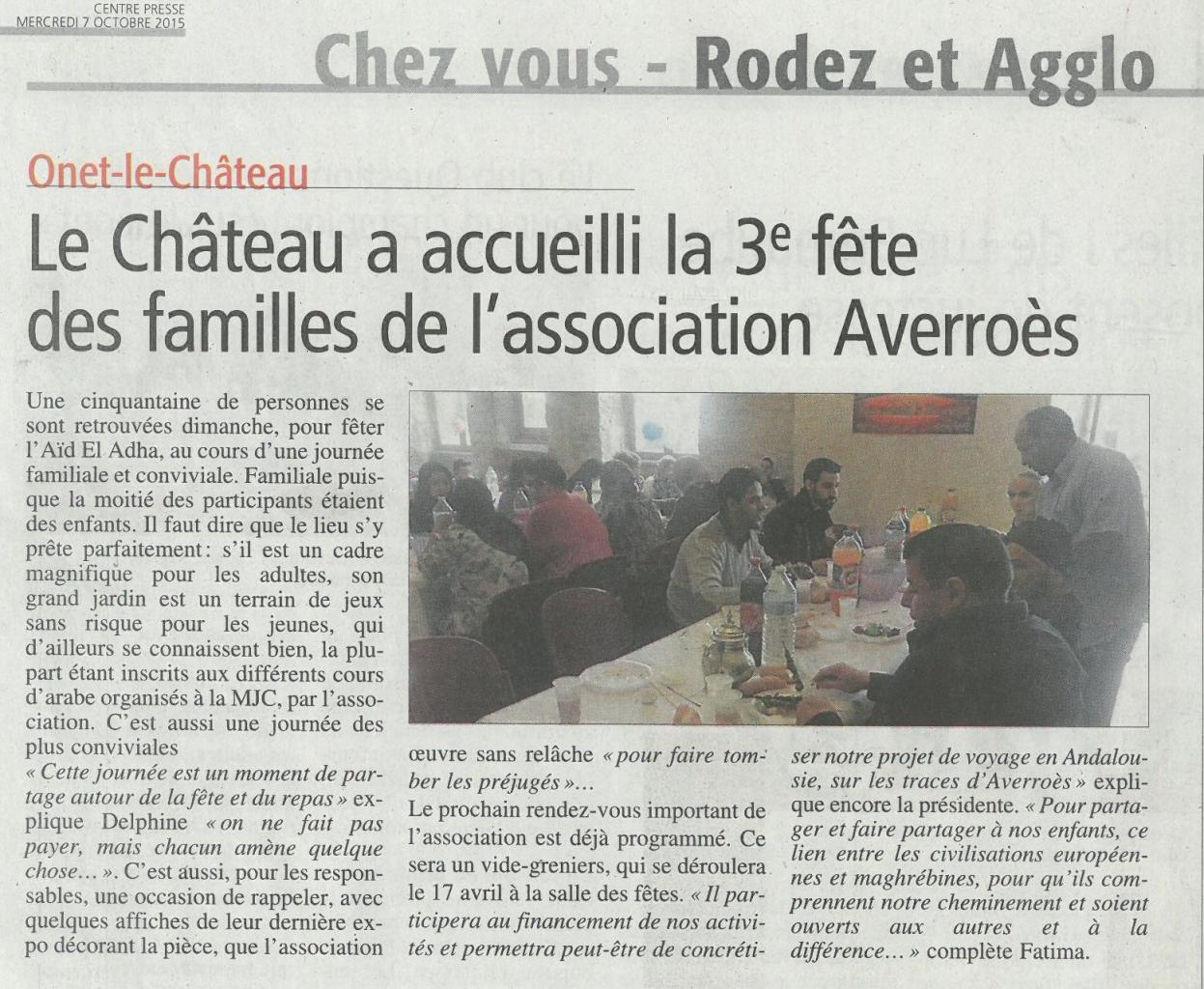 3ème Fête des familles - Centre-Presse / 7 octobre 2015