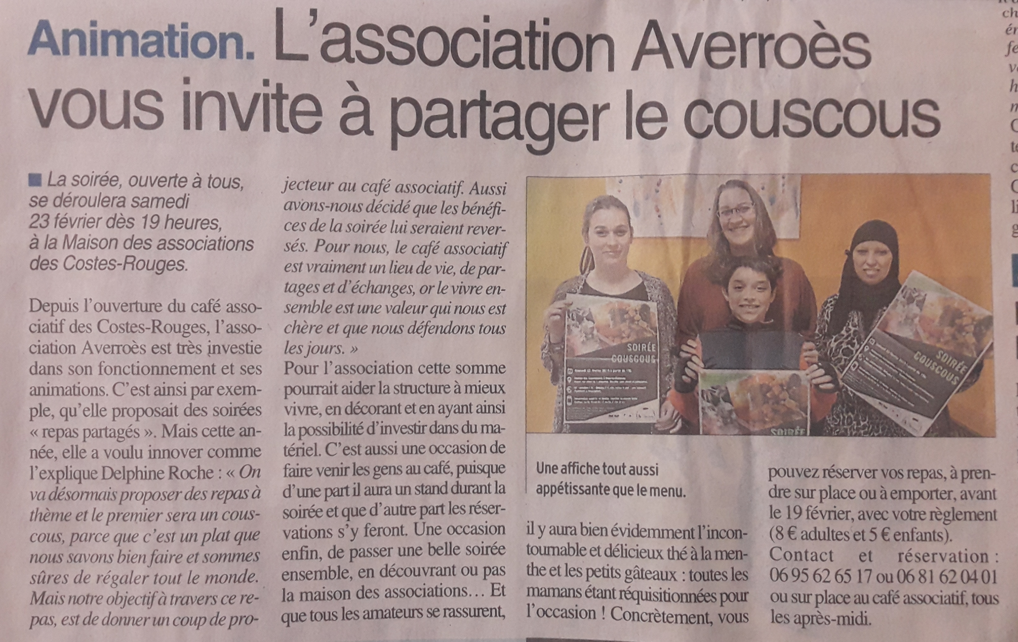 Soirée Couscous - Centre-Presse 10-02-2019
