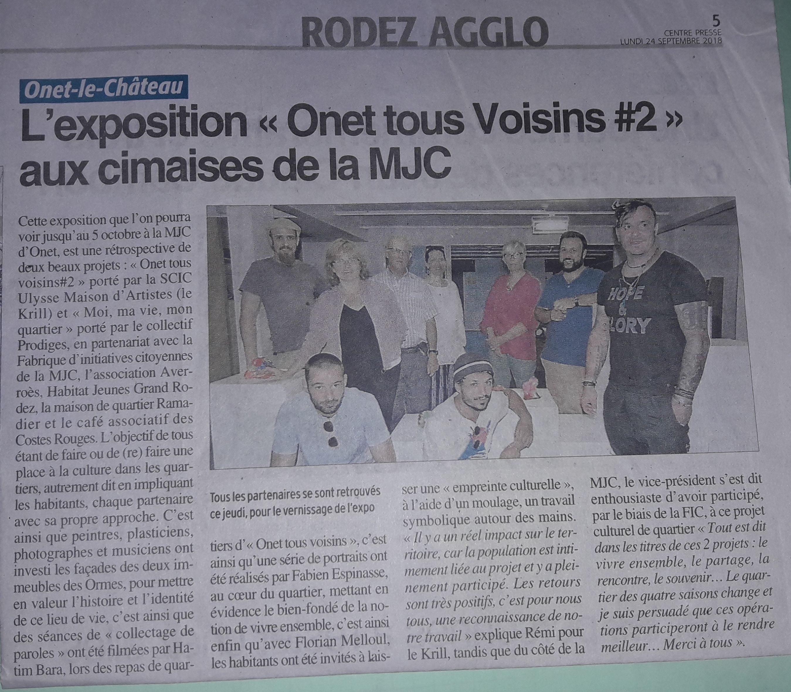 Exposition Onet Tous Voisins Centre-Presse 24-09-2018