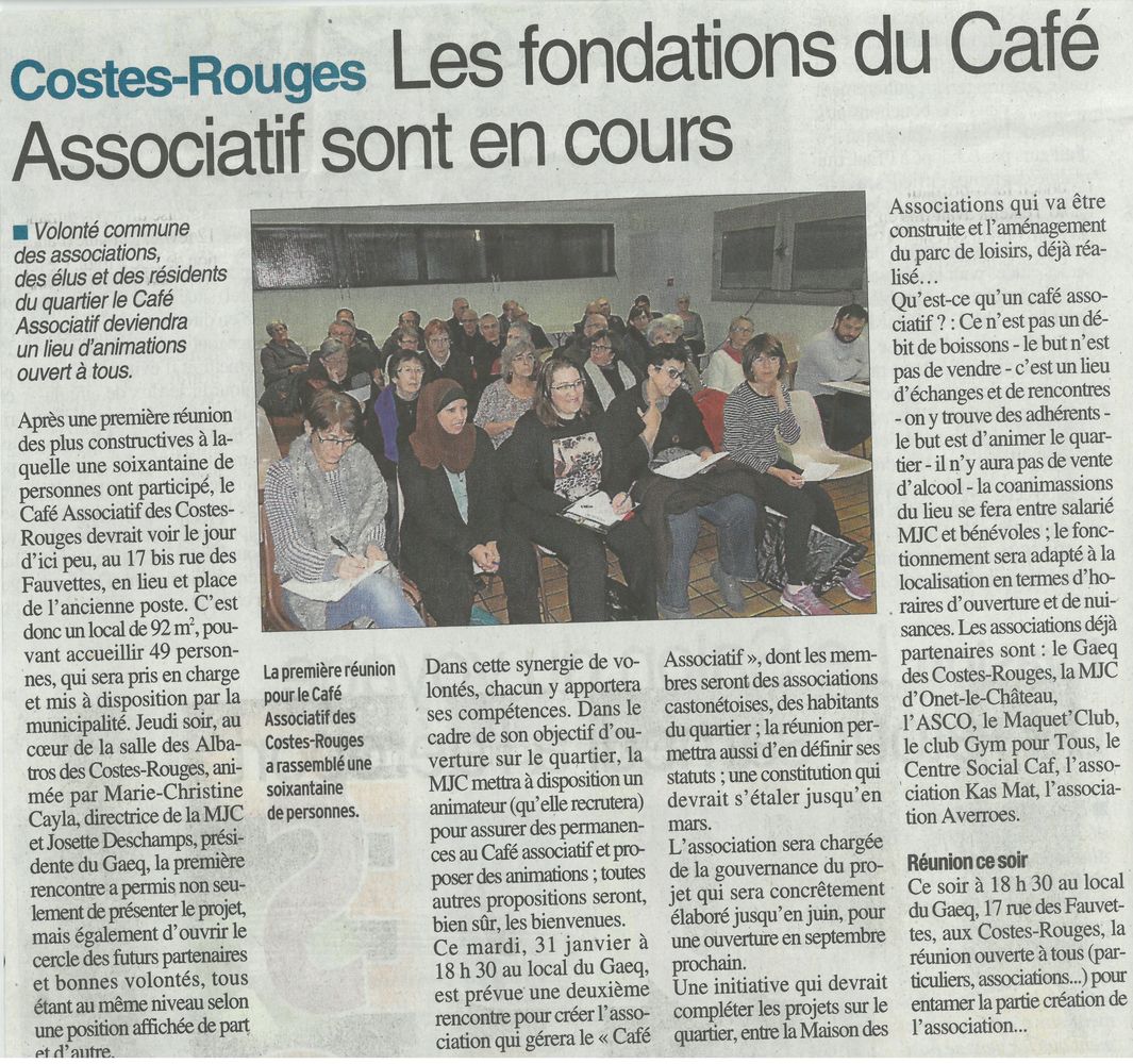 Café associatif des Costes-Rouges - Centre-Presse / 24 janvier 2017