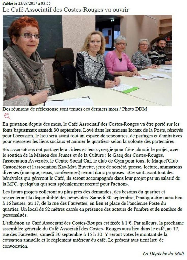 Café associatif des Costes-Rouges - Centre Presse / 23 septembre 2017