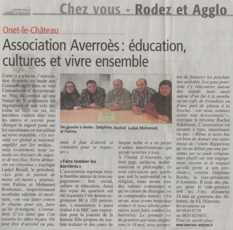 Présentation Averroès - Centre-Presse / 10 mai 2014