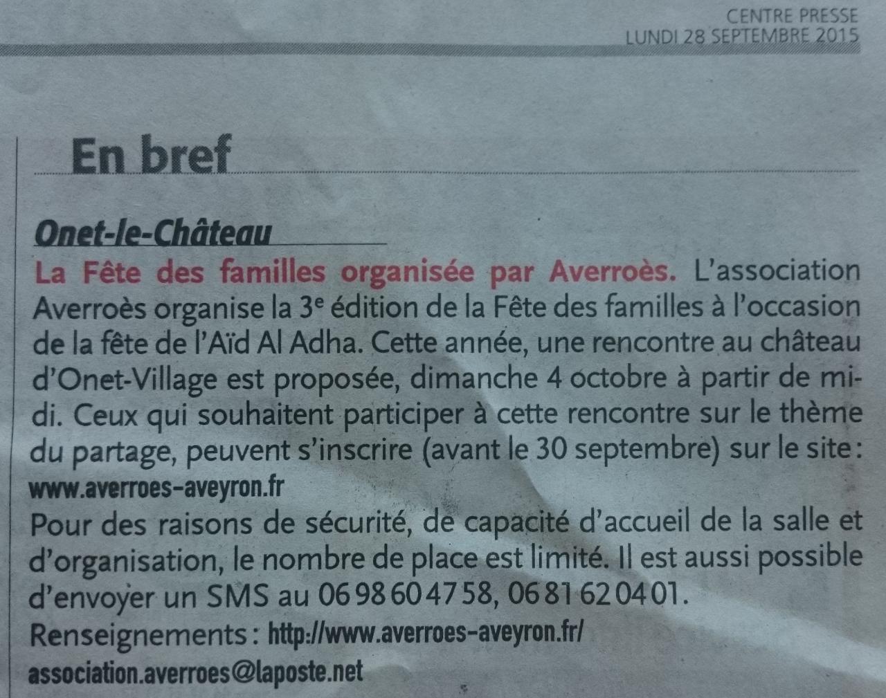 Article Centre-Presse du 28 septembre 2015