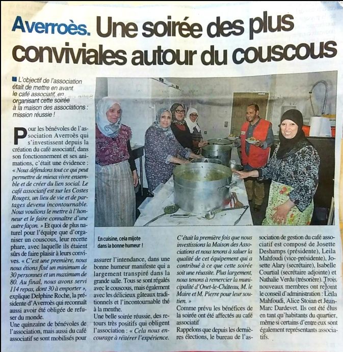 Soirée Couscous - La Dépêche 27-02-2019